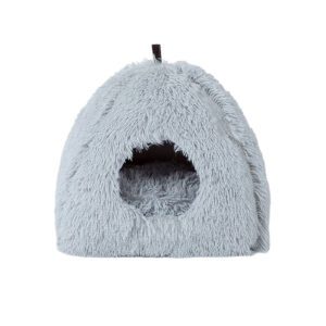 Cat House For Indoor Dogs Cats Soft Plush Premium Sponge Pet Tent For Puppies Rabbits Guinea Pigs Hedgehogs light grey