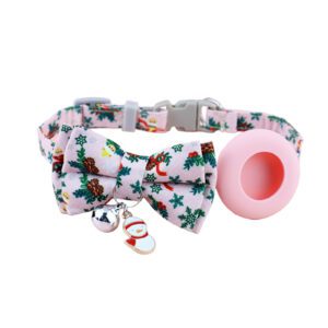 Christmas Pet Collar With Cute Bow Tie Quick-Release Buckle Pet Neck Accessories For Small Medium Large Dogs Cats pink