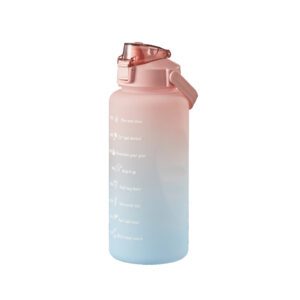 Motivational Water Bottle With Time Marker Reusable Water Bottle Plastic Bottle Leak Proof With Carry Handle For Gym Office 2L Pink