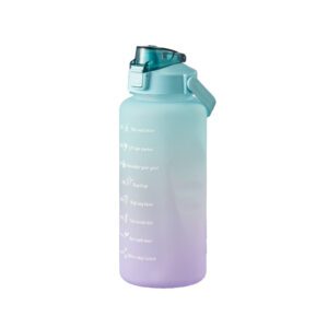 Motivational Water Bottle With Time Marker Reusable Water Bottle Plastic Bottle Leak Proof With Carry Handle For Gym Office 2L green