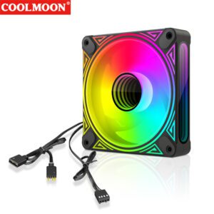 DM1 Cooler Fan ARGB PC CPU Silent Case Luminous Fan 4.72 Inch Cooling PC Fans With Hydraulic Bearing Low Noise Computer RGB Case Fans Optional Wind Direction RGB Silent Cooler Black forward blade