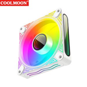 DM1 Cooler Fan ARGB PC CPU Silent Case Luminous Fan 4.72 Inch Cooling PC Fans With Hydraulic Bearing Low Noise Computer RGB Case Fans Optional Wind Direction RGB Silent Cooler White forward blade