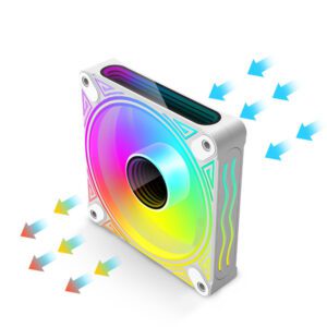 DM1 Cooler Fan ARGB PC CPU Silent Case Luminous Fan 4.72 Inch Cooling PC Fans With Hydraulic Bearing Low Noise Computer RGB Case Fans Optional Wind Direction RGB Silent Cooler white reverse blades